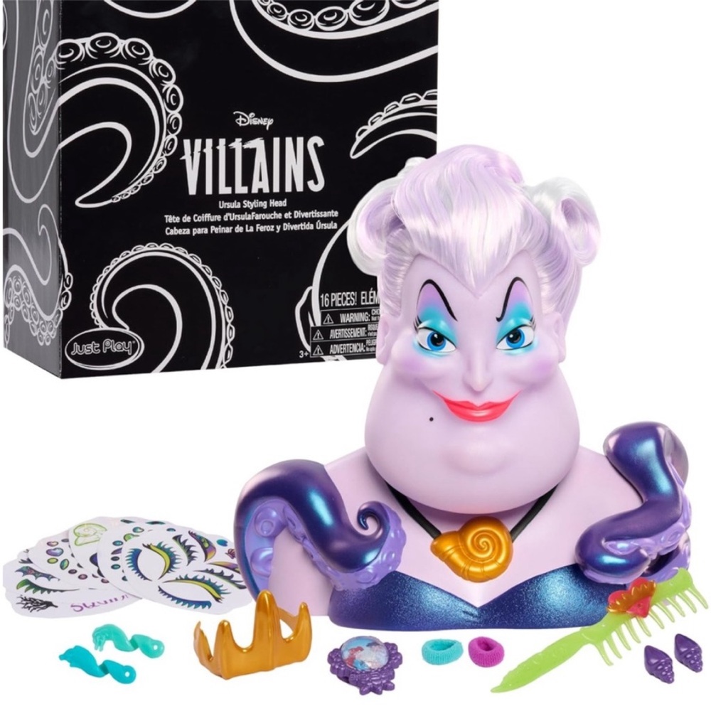 Disney Villains Fierce 'N Fun Ursula 10" Styling Head 16 Pieces Pretend Play NEW